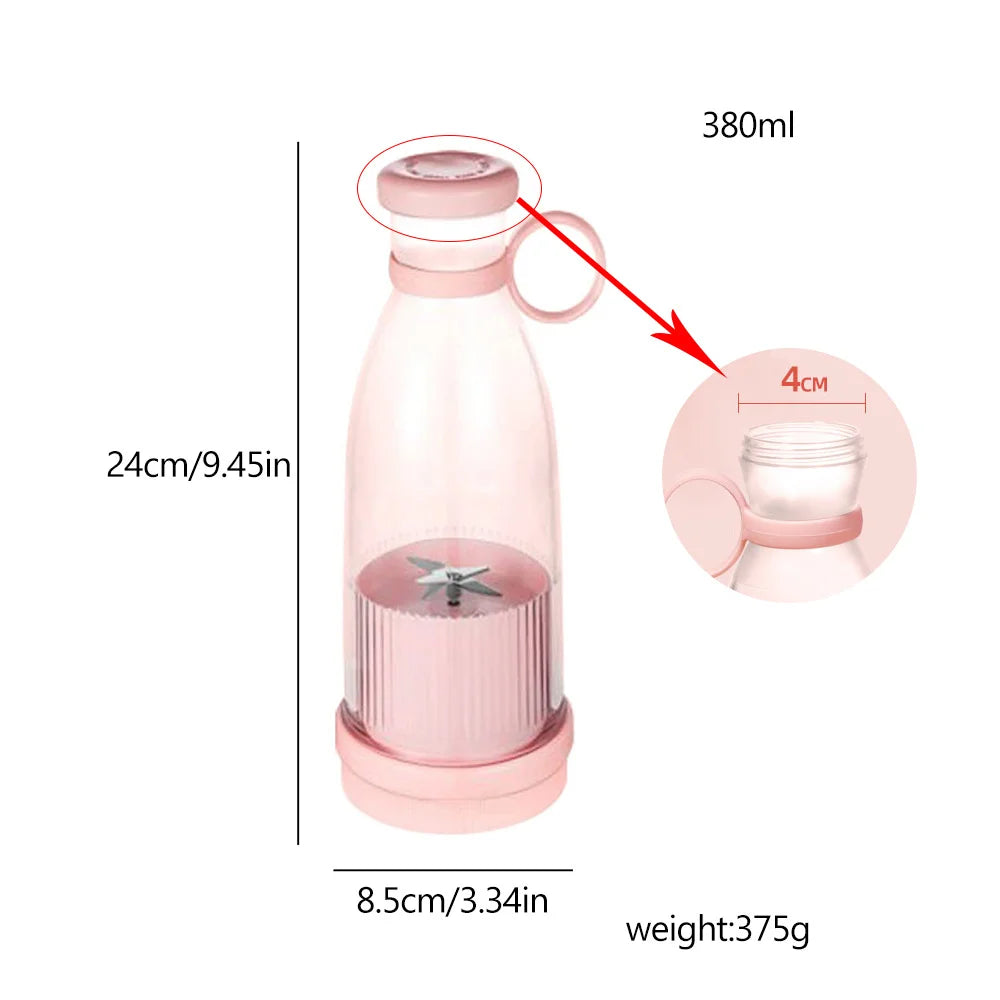 Rechargeable Mixers Fresh Fruit Juicers Blue/Pink Usb Portable Juice Bottle Mini Fast Electric Blender Smoothie Ice Maker